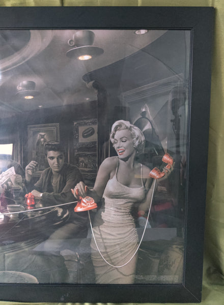 27" x 39" James Dean, Marilyn Monroe, Elvis Presley & Humphrey Bogart Framed Poster