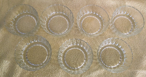 Lot of 7 Pasabahce Turkish Cut Glass 12 oz Dessert Bowls