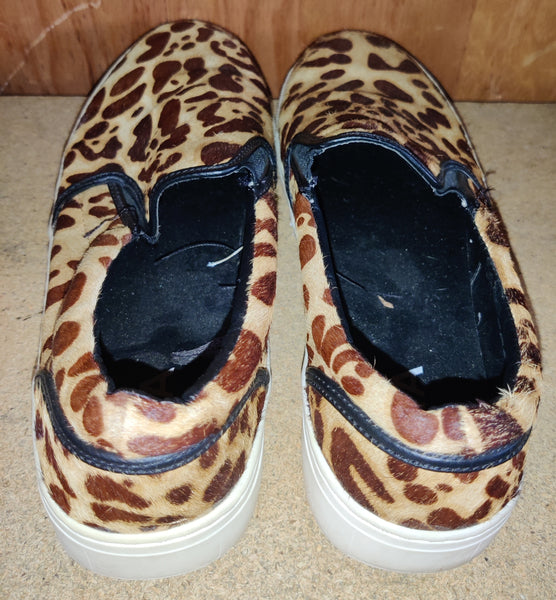 Women's Size 10 Faux Fur MIA Leopard Print Flat Walking Sneaker Shoes