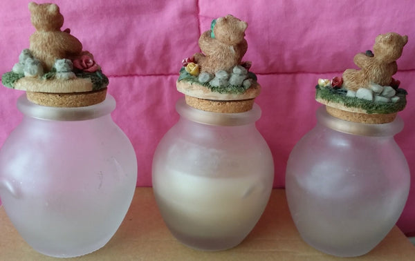 Set of 3 Bear Jar Candle Bottle Toppers